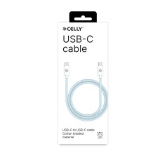 Celly USB-C Katoen Kabel 1,5m blauw