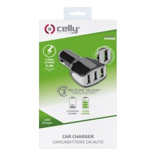 Celly Auto lader 4.4A 3 USB zw.
